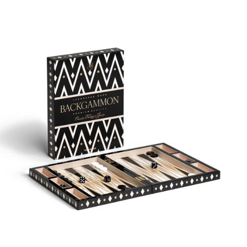 Printworks Spel - Backgammon Gelakt - Zwart
